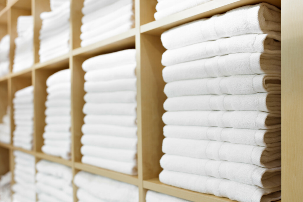 stacked towels in closet